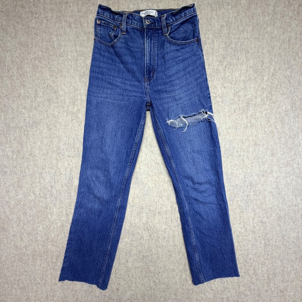 Abercrombie & Fitch 90s Straight Jeans Womens 26 2R Distressed Ultra High Rise